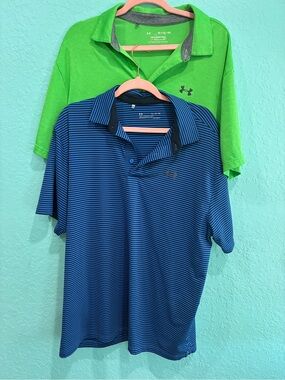 Bundle Under Armour Green & Blue polos playoff loose XL golf activewear